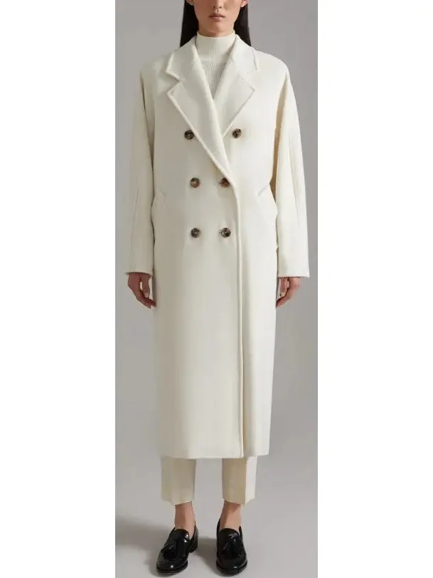 Women’s Double-Breasted Wool and Cashmere-blend Icon Coat, White