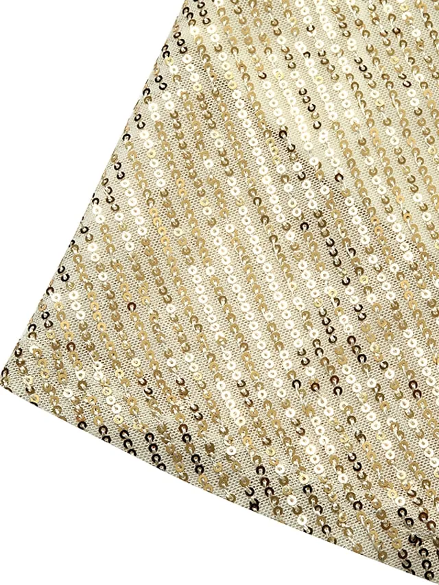 Women's Party Dress Sequin Dress Holiday Dress Shift Dress Short Mini Dress White Black Gold Long Sleeve Pure Color Sequins Fall Spring One Shoulder Stylish Hot Party Loose 2023